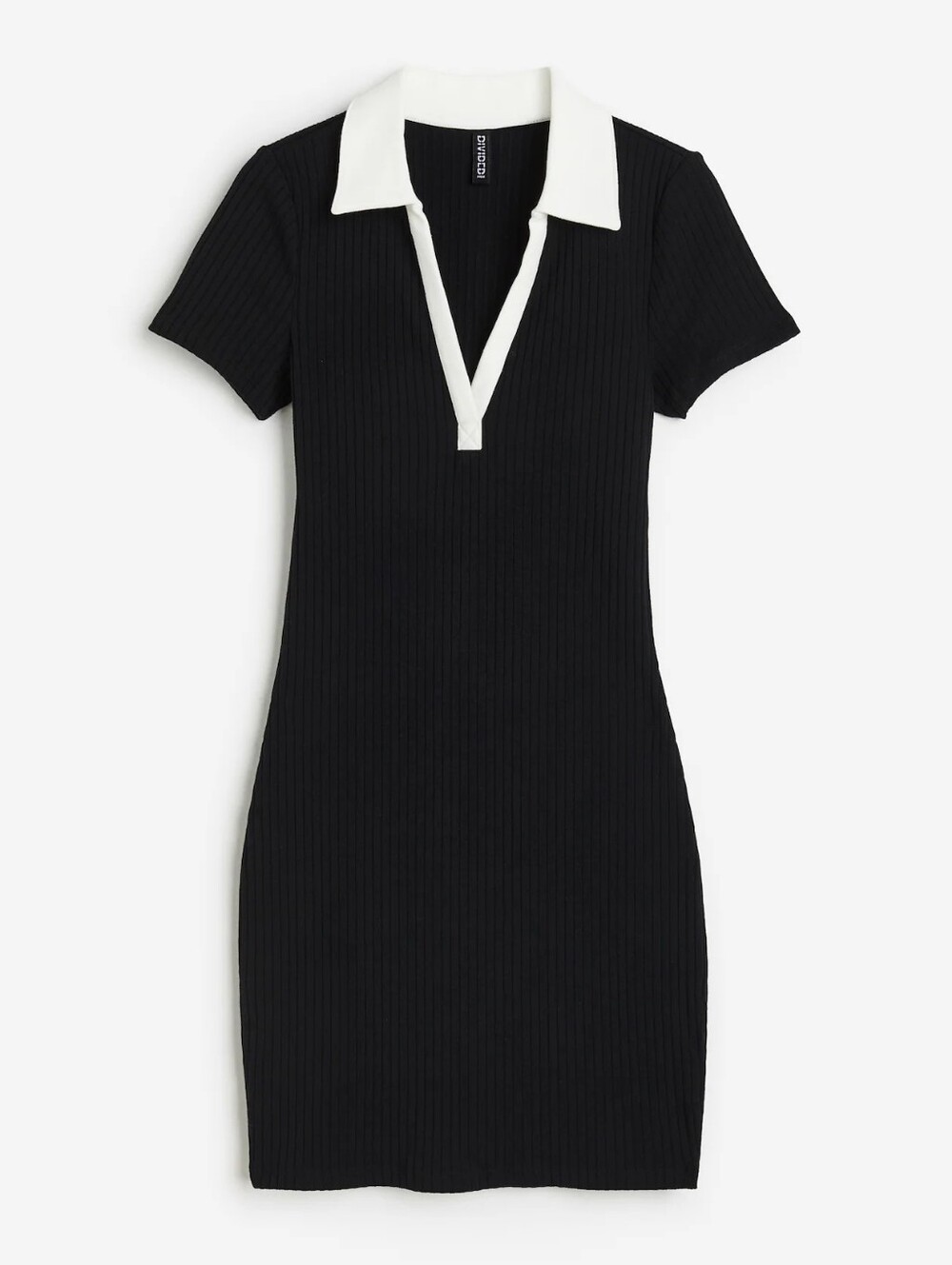 H&M Ribbed Collared Jersey Dress with White Collar